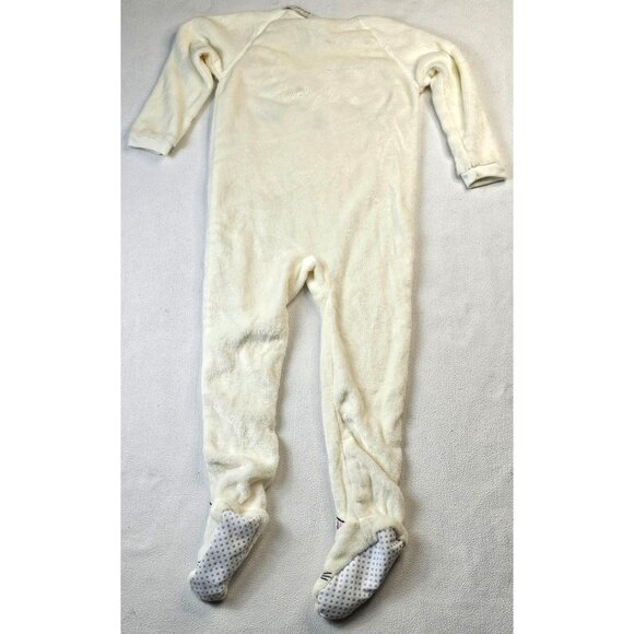 Girls PJ Place Cat Face Fleece Footed Pajamas 5T Cream Pink Bow Cozy Sleepwear - Picture 10 of 10